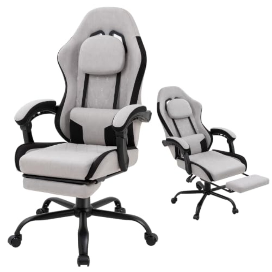 Gaming Chair - Gaming Chair for Adults: Fabric, Grey,